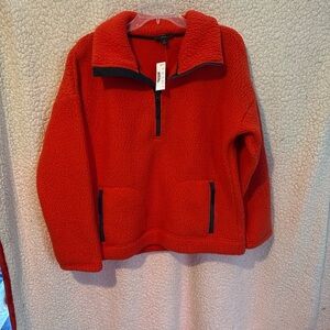 J. Crew Bold Red Fleece Jacket
